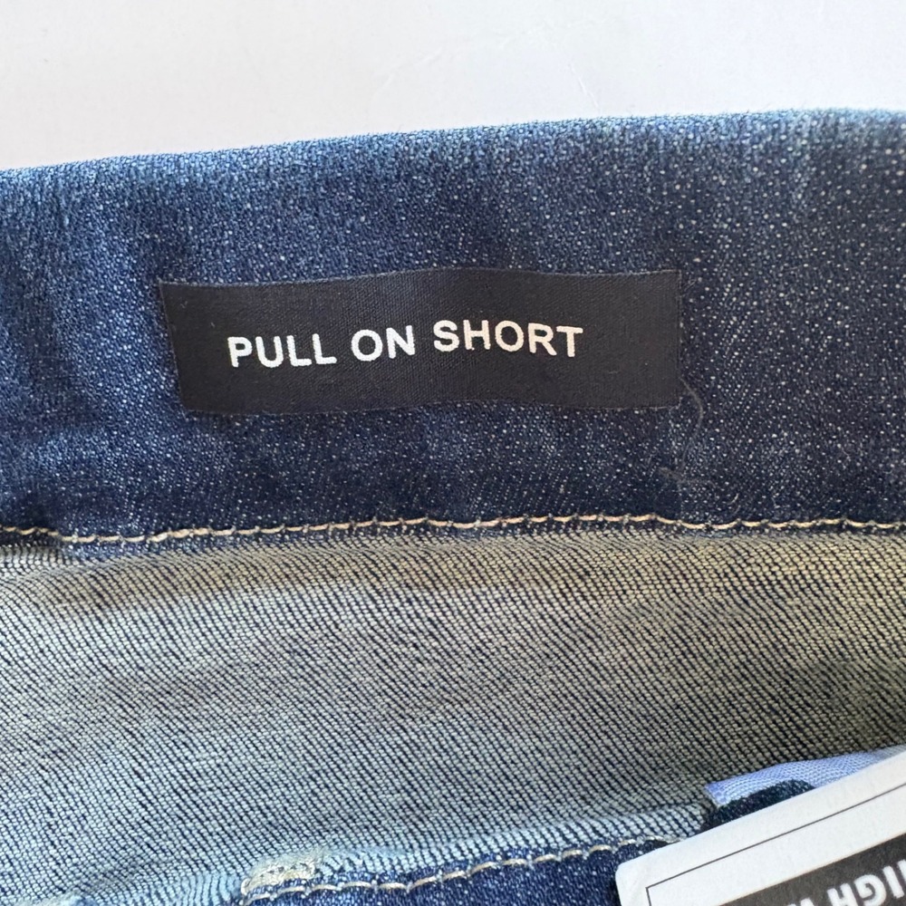 Judy Blue High Waist Pull On Denim Shorts Dark Wash Cuffed Large NWT Elastic Wst - Picture 7 of 7